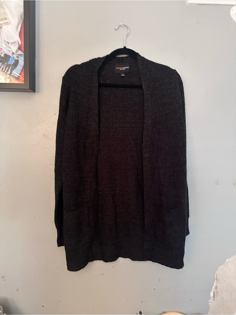 Ambiance women's Black Open-Front Cardigan Sweater